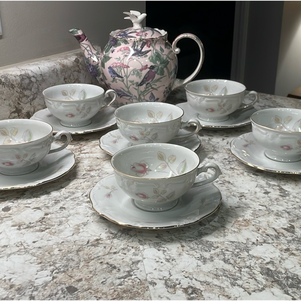 1940’s Winterling Bavaria Germany ~ 6 Fine Porcelain China Teacups & Saucers~ - Picture 16 of 16